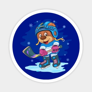 Teddy Bear Hockey Magnet